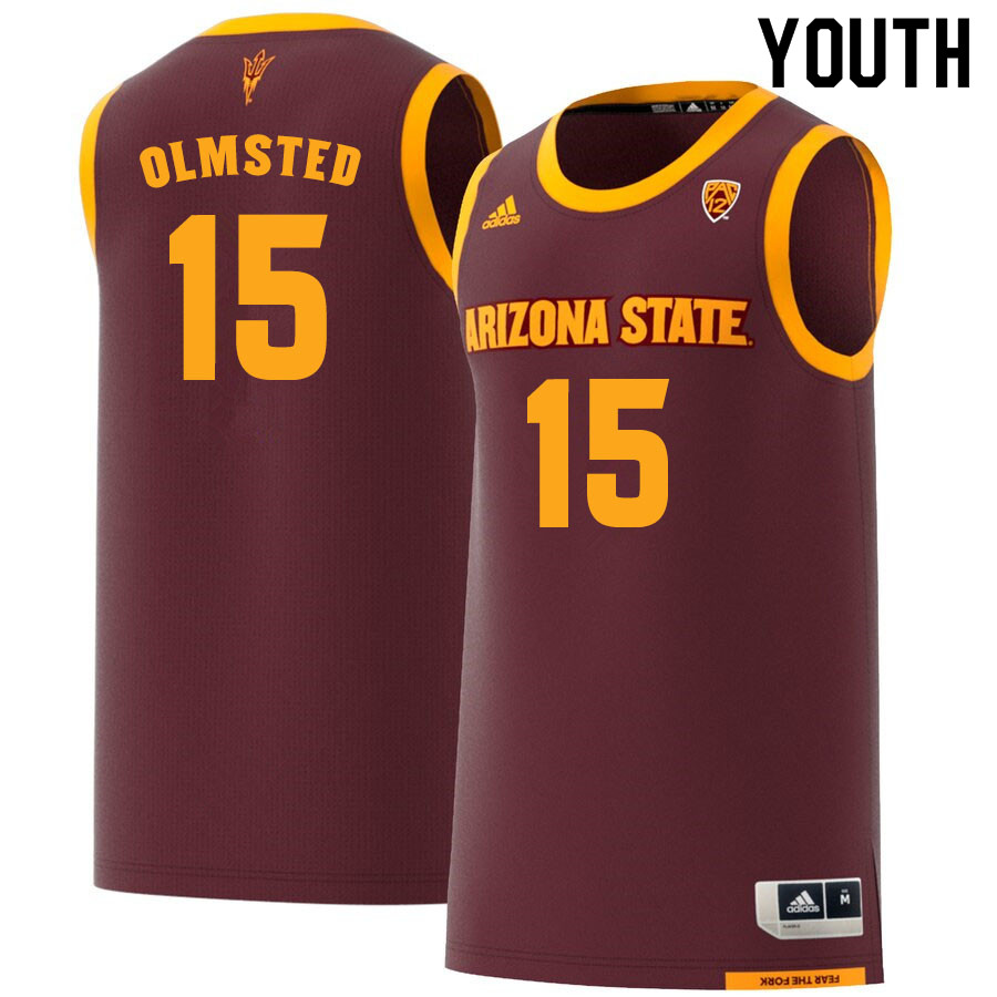 Youth #15 John Olmsted Arizona State Sun Devils College Basketball Jerseys Sale-Maroon